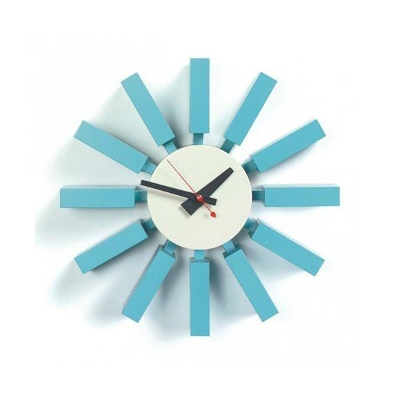George Nelson Style Blue Block Clock - Unica Interior